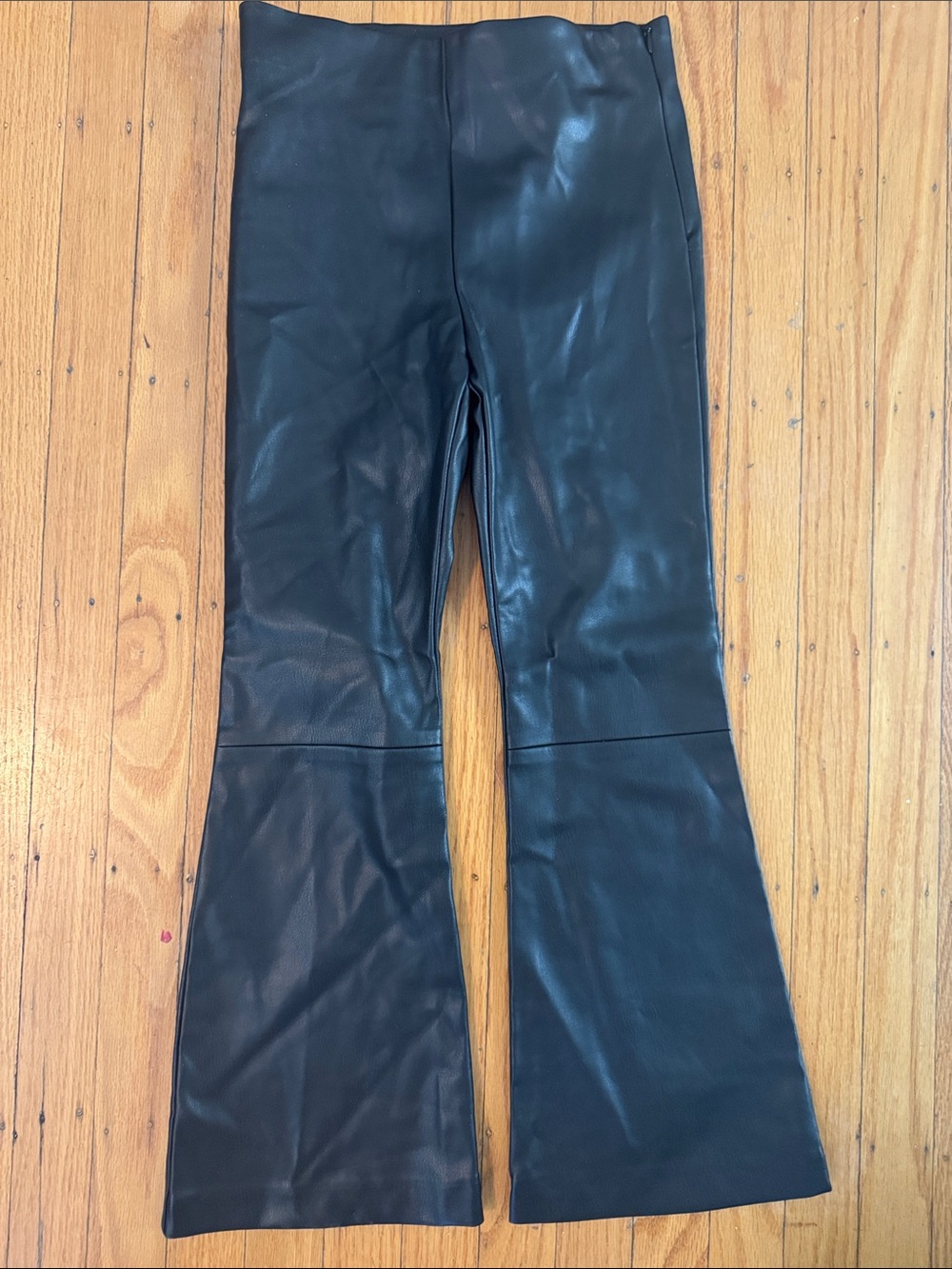 Zara girls black pleather trousers flare pants leather like 10/11